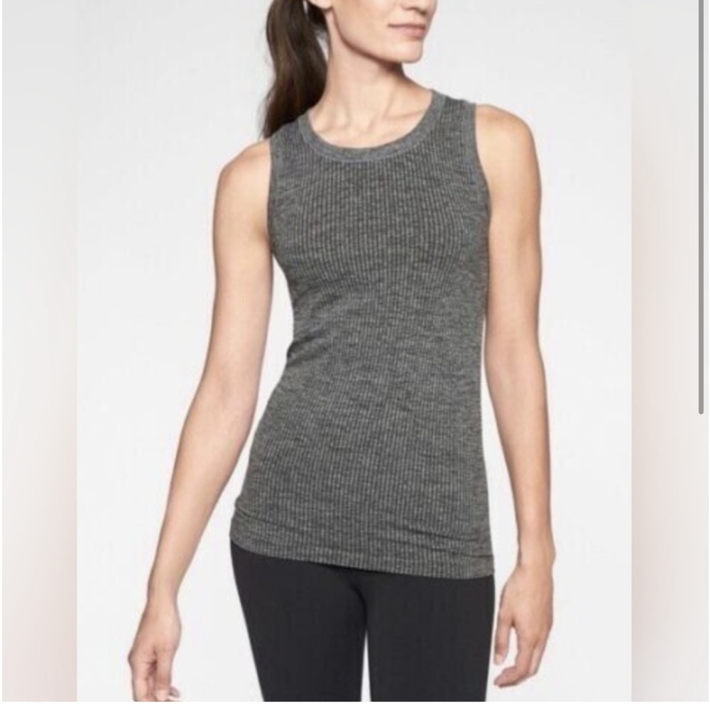 Athleta Renew Seamless Ribbed Tank Sz Small Charcoal Heather Gray